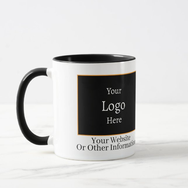Schwarze Geschäftstasse mit Markenlogo Tasse (Links)