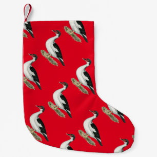 Schwarze gescheckte Ente Muscovy Kleiner Weihnachtsstrumpf