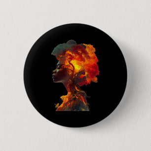 Schwarze Geschichte Afro Frau Baumwurzeln Natur Ku Button