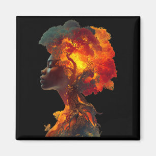 Schwarze Geschichte Afro Frau Baumwurzeln Natur Ku Magnet