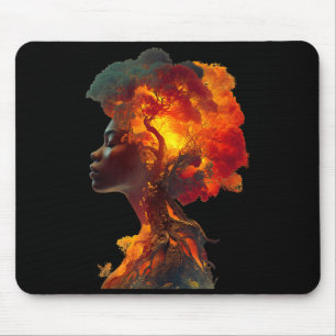 Schwarze Geschichte Afro Frau Baumwurzeln Natur Ku Mousepad
