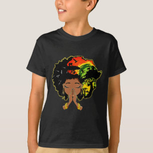 Schwarze Geschichte Afro Frau betend Gott Melanin T-Shirt