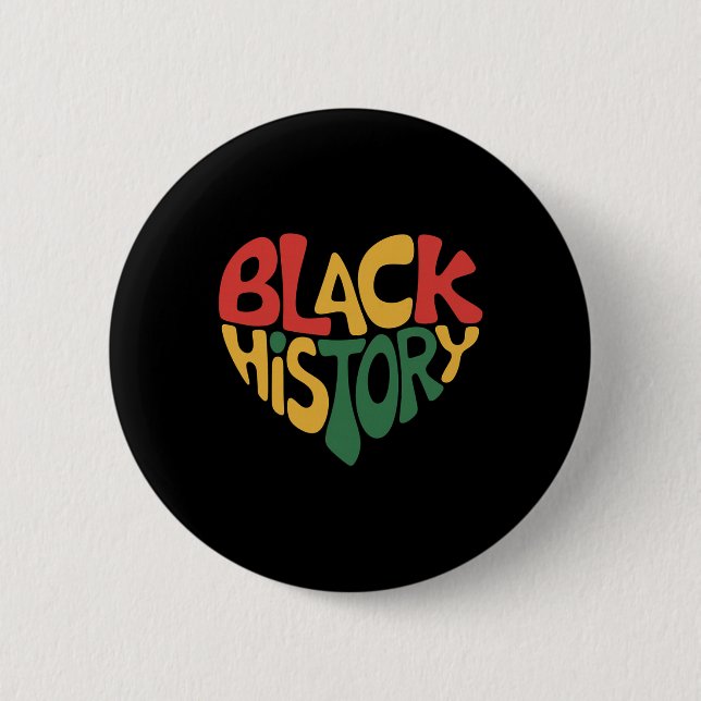 Schwarze Geschichte Herz Schwarzer Geschichtsmonat Button (Vorderseite)
