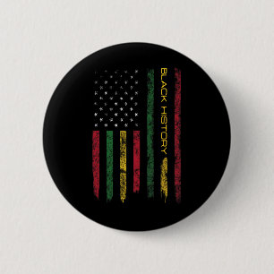 Schwarze Geschichte in der USA-Flagge 4. Juli Afri Button