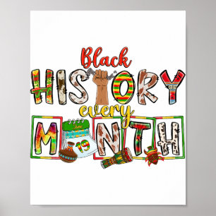 Schwarze Geschichte jeden Monat Faust Hand Afro Af Poster