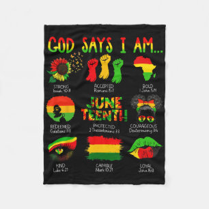 Schwarze Geschichte Juneteenth Gott sagt ich bin C Fleecedecke