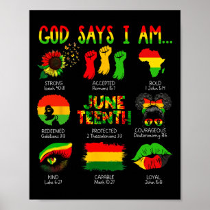 Schwarze Geschichte Juneteenth Gott sagt ich bin C Poster