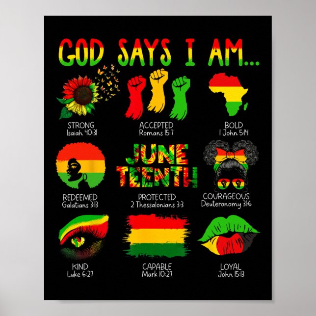 Schwarze Geschichte Juneteenth Gott sagt ich bin C Poster (Vorne)