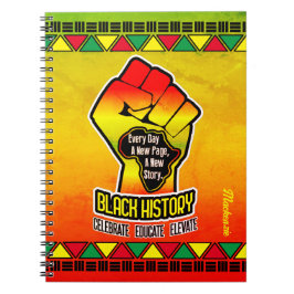 Schwarze Geschichte mit Afrika Karte und Erste auf Notizblock