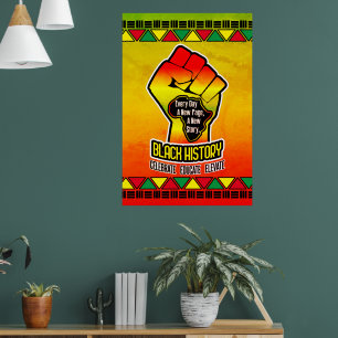 Schwarze Geschichte mit Afrika Karte und Erste auf Poster