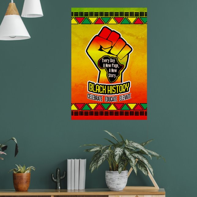Schwarze Geschichte mit Afrika Karte und Erste auf Poster (Wohnzimmer 1)