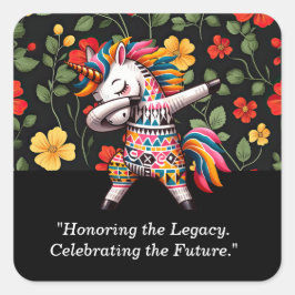 Schwarze Geschichte Monat Einhorn-Design | Quadratischer Aufkleber