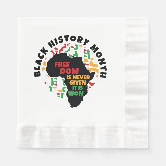 Schwarze Geschichte Monat Freiheit wird nie gegebe Serviette (Vorderseite)