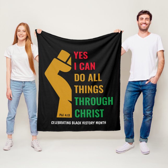 SCHWARZE GESCHICHTE MONAT Ja, ich kann Christlich Fleecedecke (Beispiel)