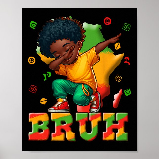 Schwarze Geschichte Monat Jungs Dabbing Jungen Män Poster (Vorne)