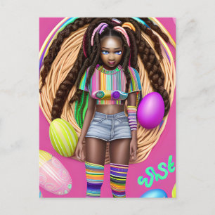 Schwarze Geschichte Monat Melanin Girl Magic König Postkarte