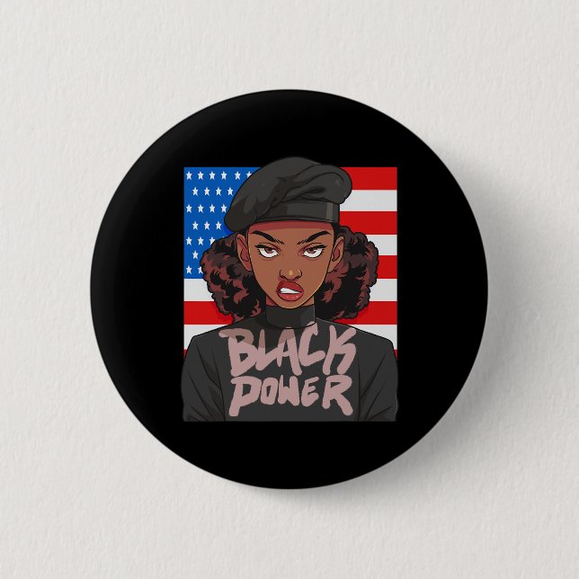 Schwarze Geschichte Monat Panther Party Afro Hair  Button (Vorderseite)