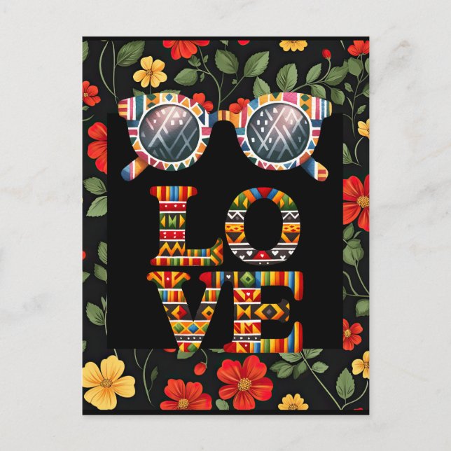 Schwarze Geschichte Monat Postkarte mit lebendiger (Vorderseite)