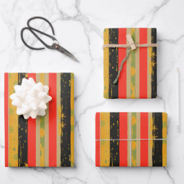 Schwarze Geschichte Monat Streifen Muster Geschenkpapier Set