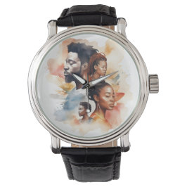 Schwarze Geschichte Monat Wasserfarbe Afro Melanin Armbanduhr