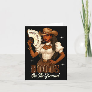 Schwarze Geschichte Stiefel Am Boden Cowgirl Weste Karte