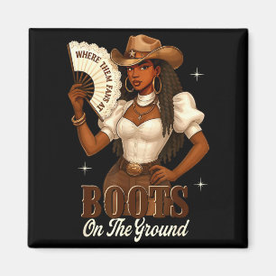 Schwarze Geschichte Stiefel Am Boden Cowgirl Weste Magnet
