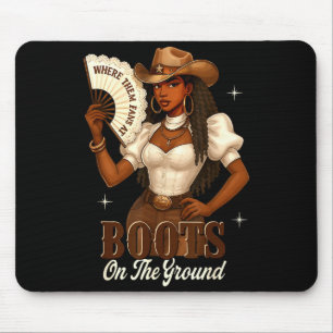 Schwarze Geschichte Stiefel Am Boden Cowgirl Weste Mousepad