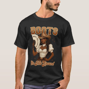 Schwarze Geschichte Stiefel am Boden Cowgirl Weste T-Shirt
