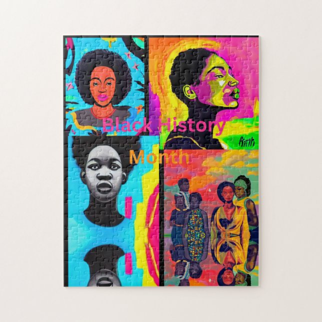 Schwarze Geschichtsmonate Puzzle (Vertikal)