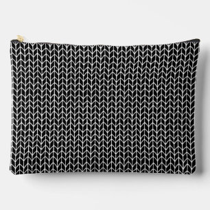 SCHWARZE GESTRICKTE Große Accessoiretasche Zubehörtasche