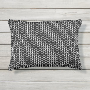 SCHWARZE GESTRICKTE Outdoor-Kissen Kissen Für Draußen