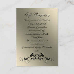 Schwarze Gift-Registrierungskarten Begleitkarte