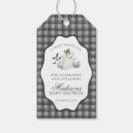 Schwarze Gingham Little Boo Geist Baby Shower Gesc Geschenkanhänger