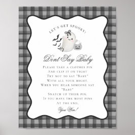 Schwarze Gingham Little Boo Geist Nicht Baby Spiel Poster