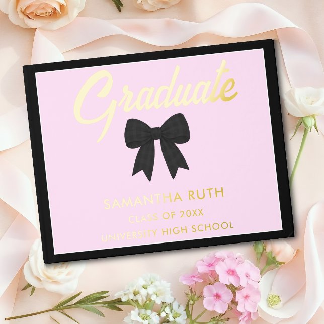 Schwarze Gingham-Schleife Abschlussfeier Gästebuch (Von Creator hochgeladen)