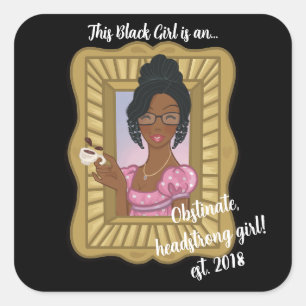 Schwarze Girl-Lieben behindern Headstrong-Sticker Quadratischer Aufkleber