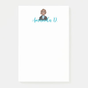 Schwarze Girl mit Brille Personalisiert Post-it Klebezettel