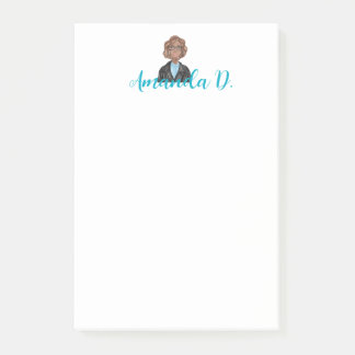 Schwarze Girl mit Brille Personalisiert Post-it Klebezettel