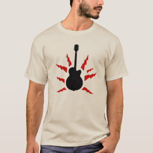 schwarze Gitarre mit roten Blitzschrauben T-Shirt