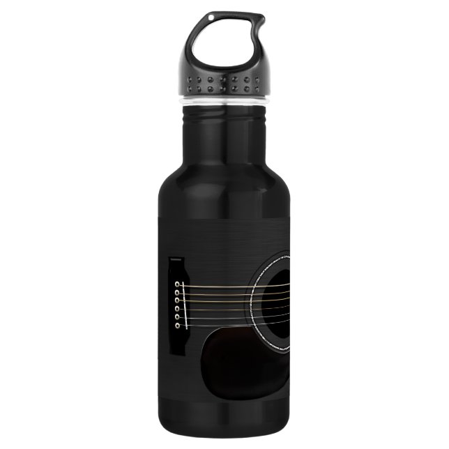 Schwarze Gitarre Trinkflasche (Vorderseite)