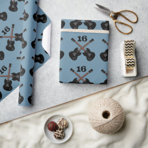 Schwarze Gitarren Teenager-Jungen-Geburtstag Geschenkpapier