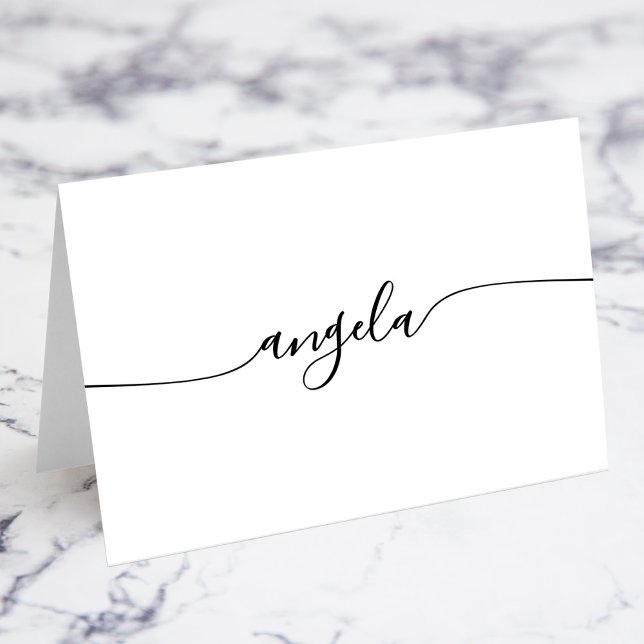 Schwarze Glam Signatur Einzelname Platzkarten Tischnummer (Black Glam Signature Individual Name Place Cards)