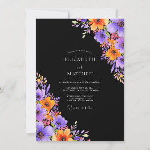 Schwarze glänzende herbstliche Hochzeit Einladung