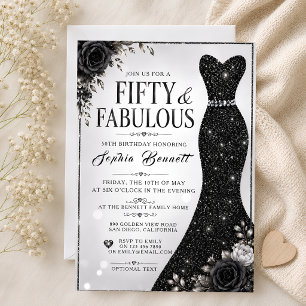 Schwarze Glitter-Kleid Einladung zum 50. Geburtsta