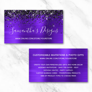 Schwarze Glitter-Violett-Folie Online-Shop Visitenkarte