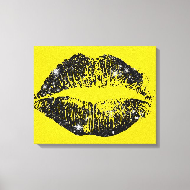 Schwarze Glitzer Lippen #3 Leinwanddruck (Vorderseite)