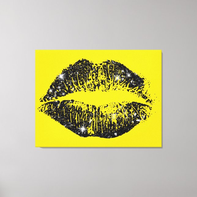 Schwarze Glitzer Lippen #3 Leinwanddruck (Vorderseite)