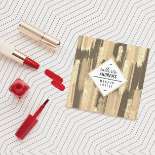 Schwarze Glitzer Pinsel Pinselstriche Makeup Quadratische Visitenkarte