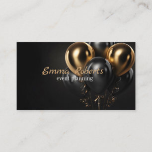 Schwarze glitzernde Gold-Ballon-Event Visitenkarte