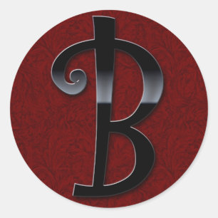 Schwarze Gloss Monogram - B Runder Aufkleber